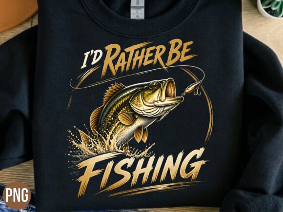 Download Rather Be Fishing Bass PNG Tshirt - Fishing Collection