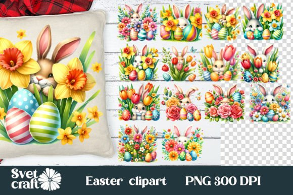 Download Easter Bunny Eggs Spring Flower Clipart - Flower clipart Collection